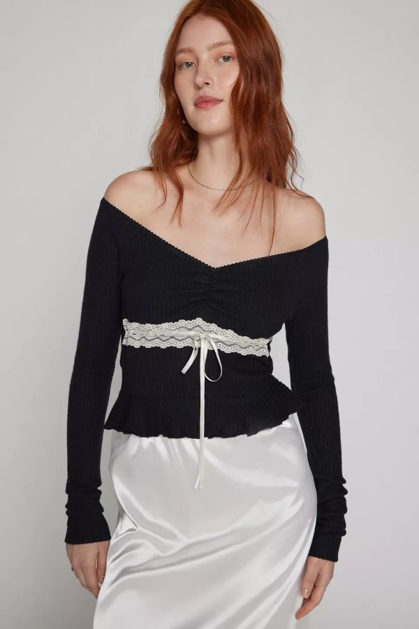 Gianna Off-The-Shoulder Lace-Inset Top