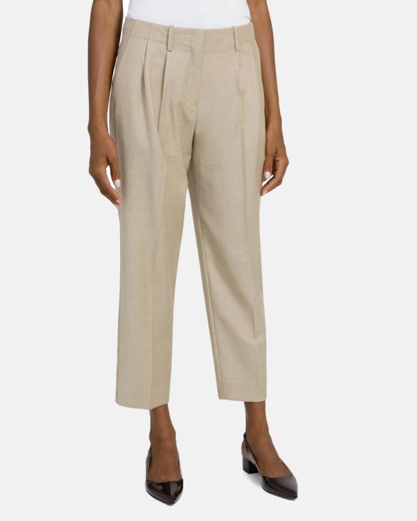 Cropped Straight-Leg Pant in Melange Flannel