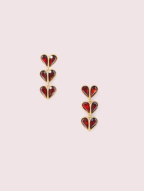 rock solid stone heart linear earrings
