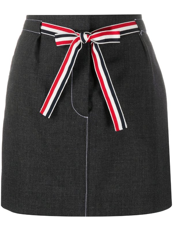 2ply fresco tie waist mini sack skirt