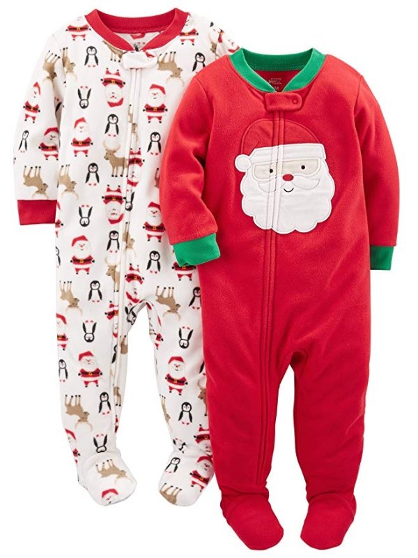 Baby and Toddler 2-Pack Holiday Loose Fit Fleece Footed Pajamas