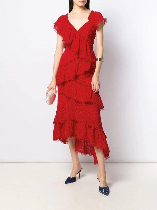 Rouge tiered midi dress