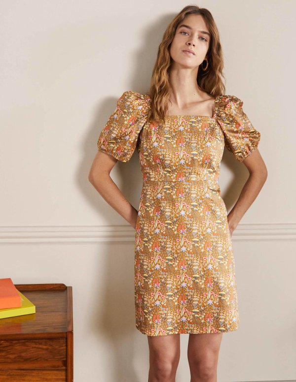 Puff Sleeve Mini Dress - Frankincense Wildflower Bloom | Boden US