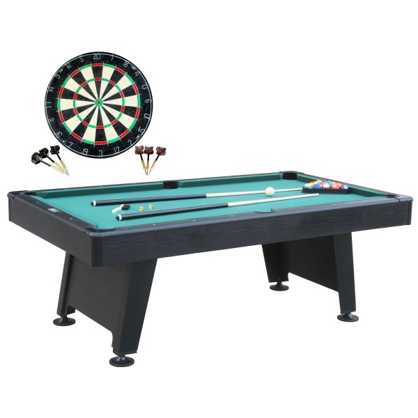 Billiard 84" Arcade Pool Table with Bonus Dartboard Set, Green, New