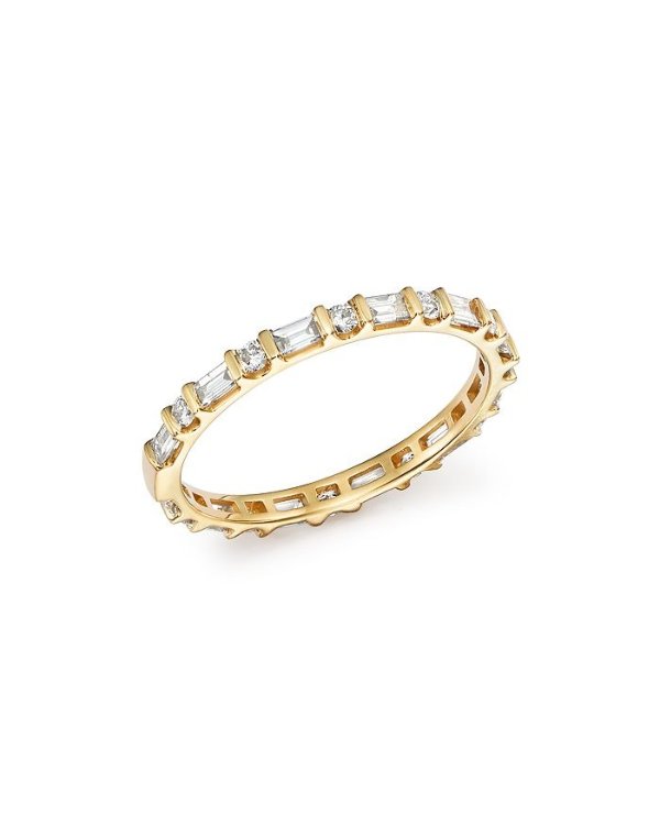 Diamond Round & Baguette Band in 14K Gold, 0.55 ct. t.w. - 100% Exclusive