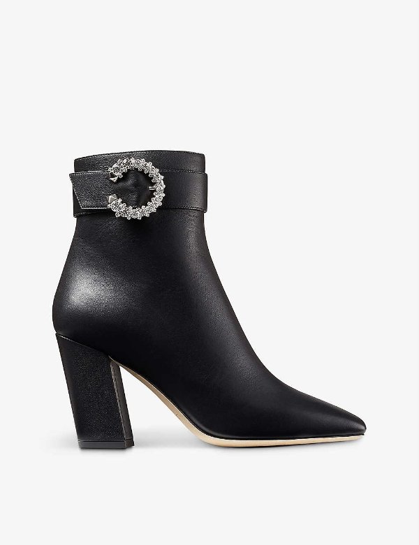 Myan 85 crystal-embellished leather ankle boots