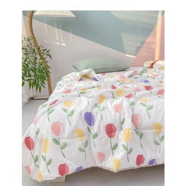 1PCS Tulip Pure Brushed Blanket, Single Double Skin-friendly, Cool Summer Quilt, Air-conditioning Quilt, Good Product Thin Quilt, Thin Cool Quilt