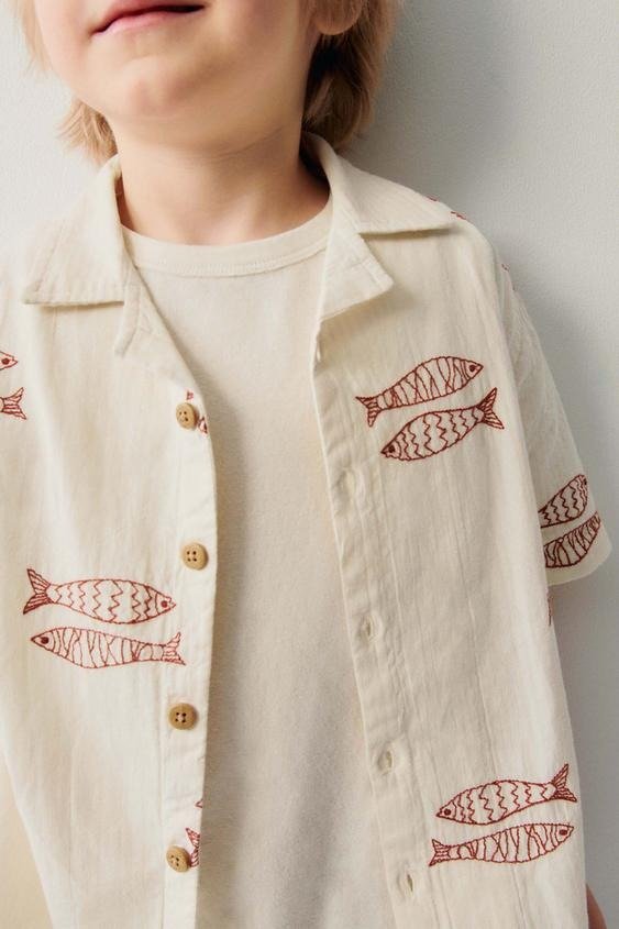 FISH EMBROIDERED SHIRT