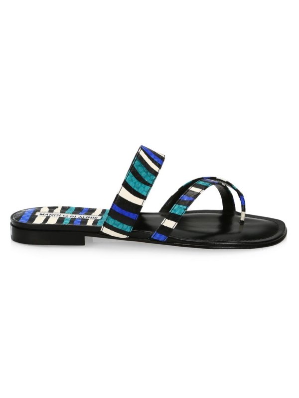 - Multicolor Snake Thong Sandals