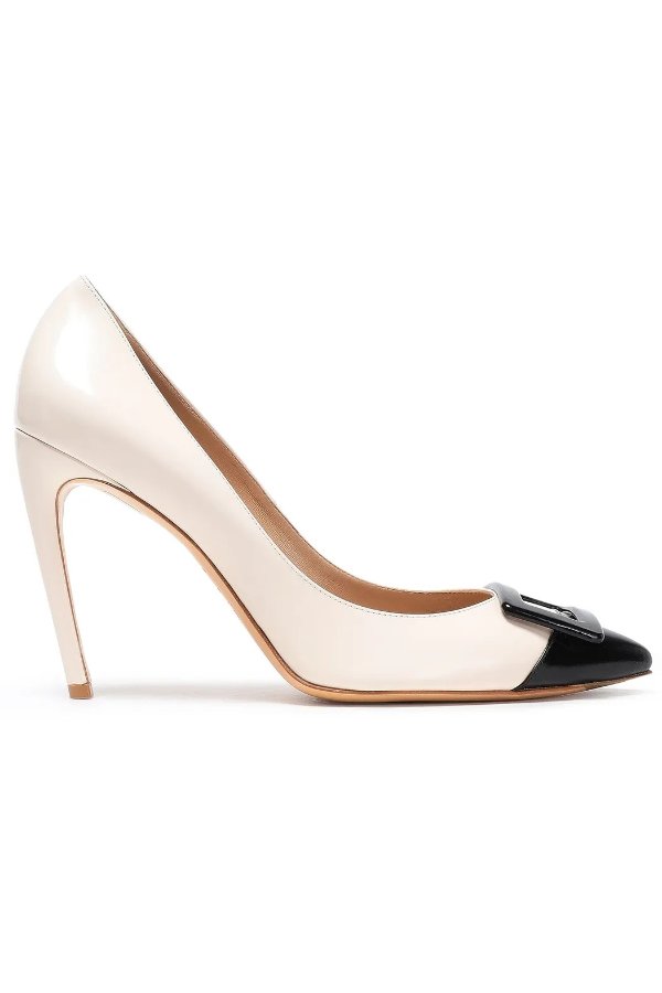 Two-tone glossed-leather pumps