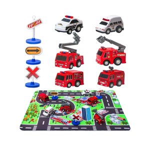 CHICKEN TOYS Fire Truck Toys with Play Mat