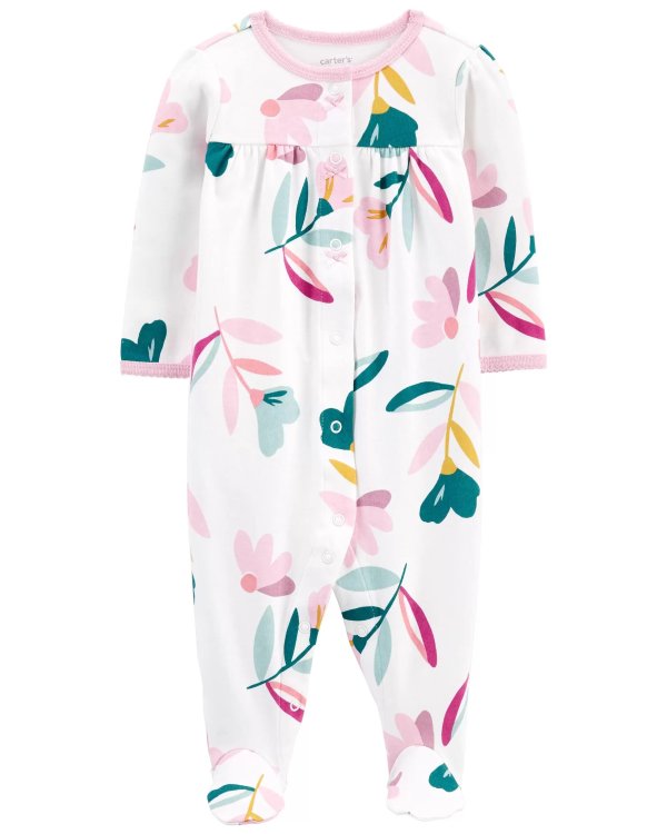 Floral Snap-Up Cotton Sleep & Play