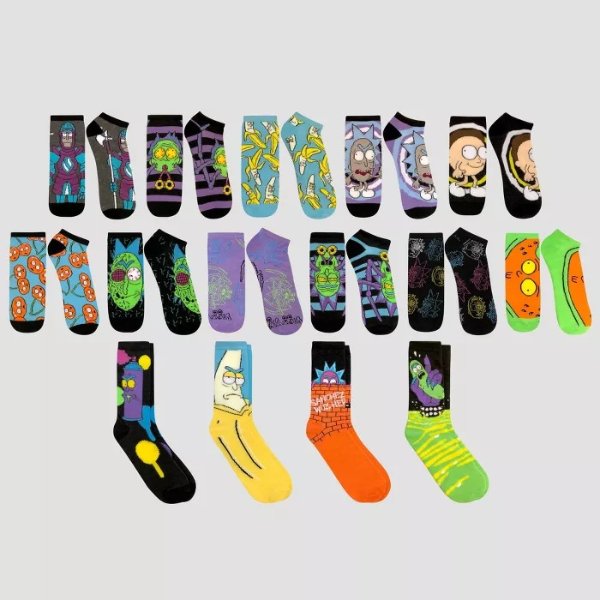 Men's Rick and Morty 15 Days of Socks in a Box Socks - Colors May Vary 6-12