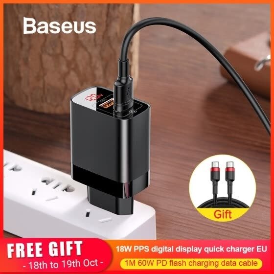 PPS Digital Display 18W quick Charger for iPhone/HUawei/Samsung portable wall charger for travel