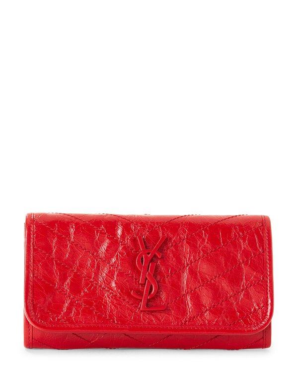 Red Nicki Large Crinkled Leather Wallet