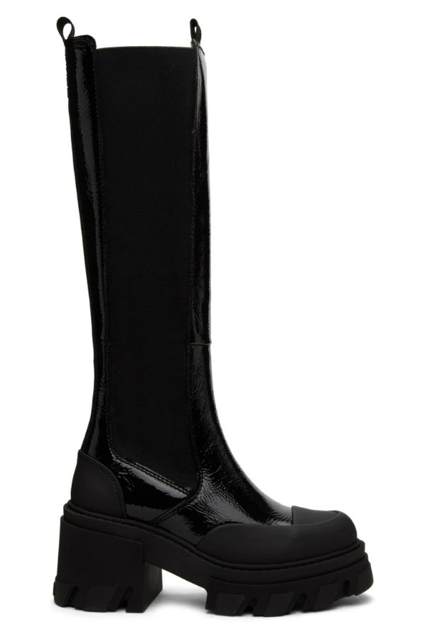 Black Glossy Chelsea Boots