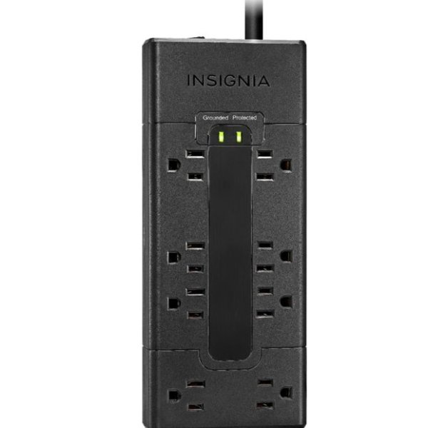 ™ - 8 Outlet 600 Joules Surge Protector Strip - Black