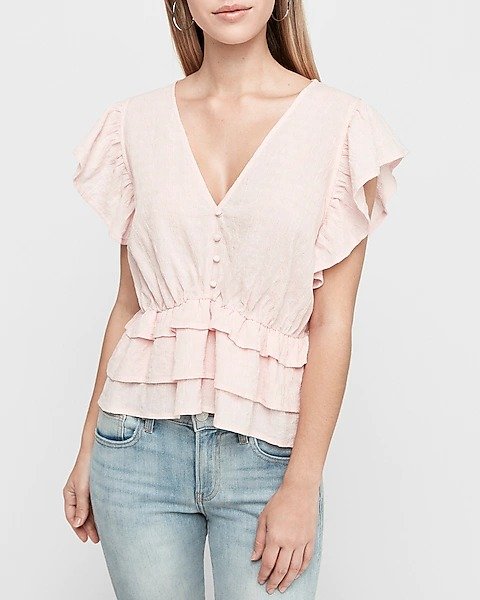 Tiered Button Front Top