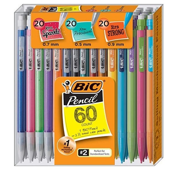 Mechanical Pencil Variety Pack, 0.5mm/0.7mm/0.9mm, 60-Count