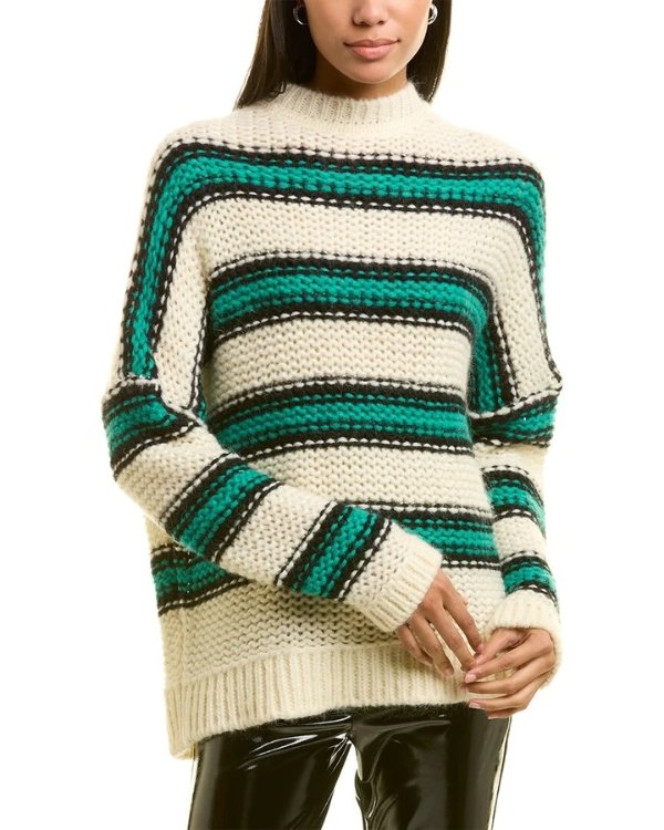 Maje Striped Mohair-Blend Sweater