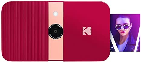 Smile Instant Print Digital Camera – Slide-Open 10MP Camera w/2x3 ZINK Printer (Red)
