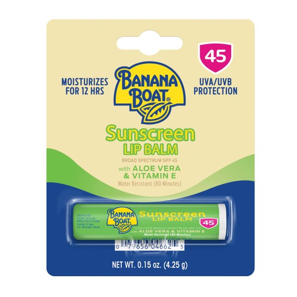 Sunscreen Lip Balm SPF 45, Aloe Vera & Vitamin E, 0.15 oz