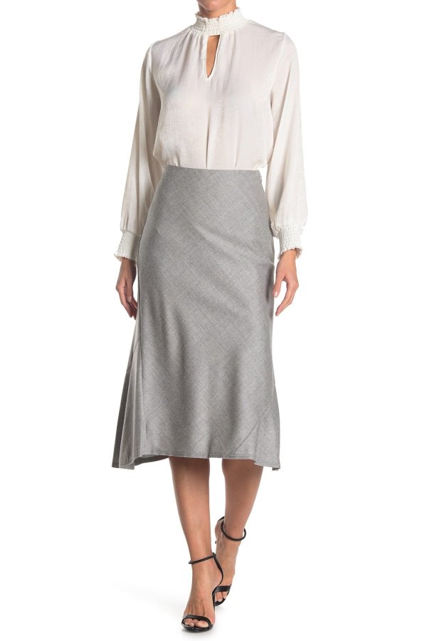 Bias Cut Wool Midi Skirt