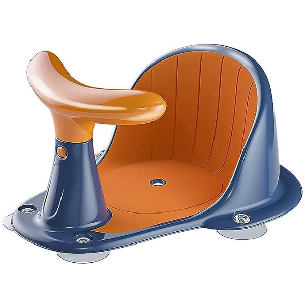 Baby Bath Seat with Thermometer, Portable Toddler Child Bathtub Seat for 6-18 Months (Orange)