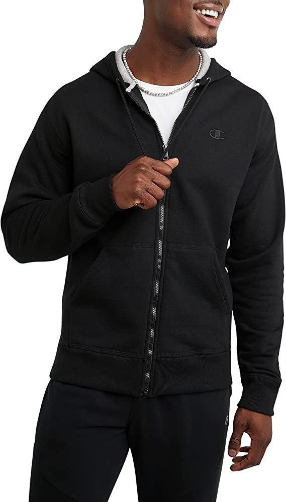 Men's Powerblend Sweatshirt, Fleece Zip-Up Hoodie for Men, Iconic C Logo