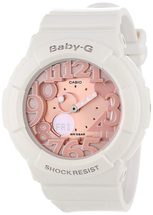 Women's BGA131-7B2 Baby-G Rose Gold and White Resin Digital Watch