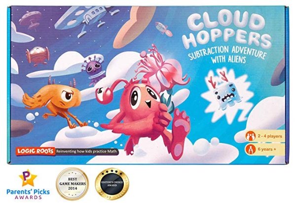Logic Roots Cloud Hoppers Addition and Subtraction Games, Stem Toys for 6 Year Olds and up, Spelling Mistakes on The Box No Impact on Game Play and Math
