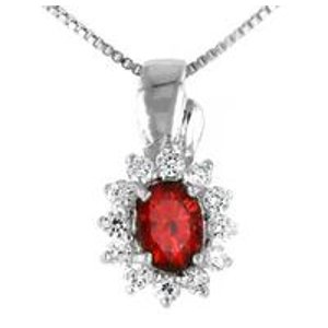 3.00 Carat tw Garnet & White Sapphire Pendant in Sterling Silver with Chain