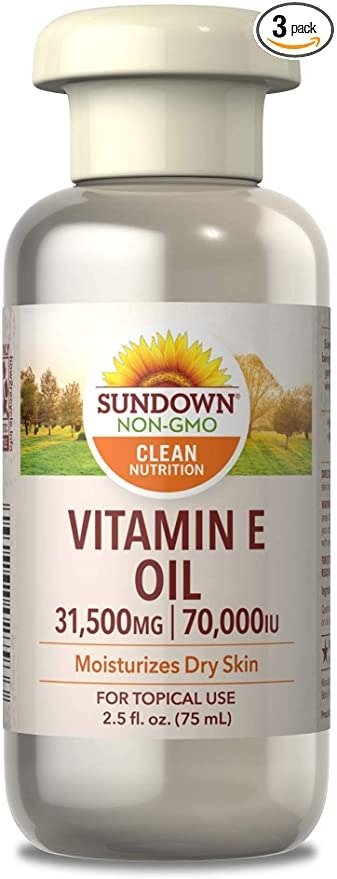 Sundown Vitamin E Oil 70,000 IU, 2.5 Fl Oz, (Pack of 3) (Packaging May Vary)