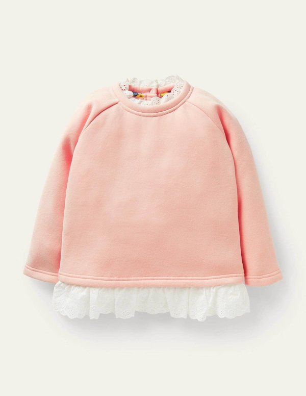 Broderie Trim Sweatshirt - Provence Dusty Pink | Boden US