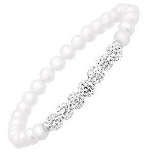 Pearl Bead Bracelet with Swarovski Crystals