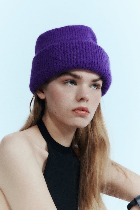 TURNED-UP KNIT BEANIE