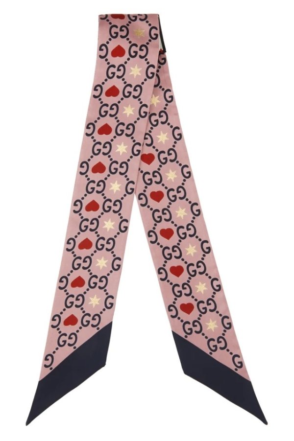 Pink GG & Hearts Neck Scarf