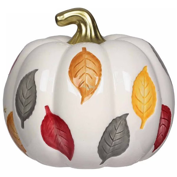 Festive Voice Ceramic Leaf Pumpkin