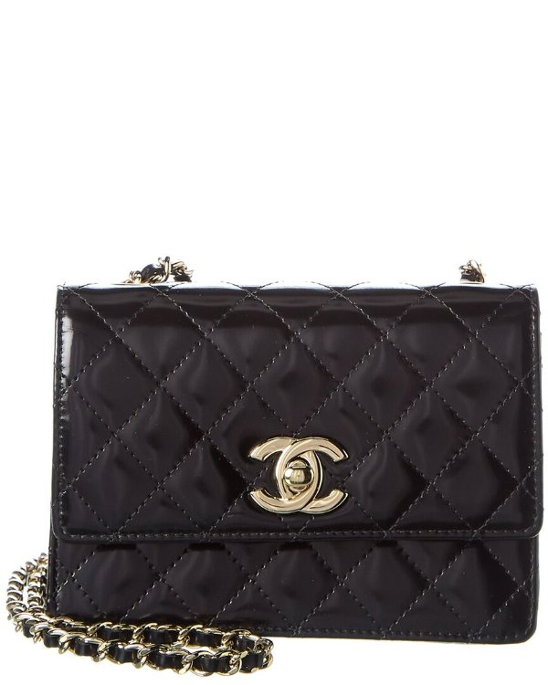 Black Quilted Patent Leather CC Chain Flap Bag (Authentic Pre-Owned)
