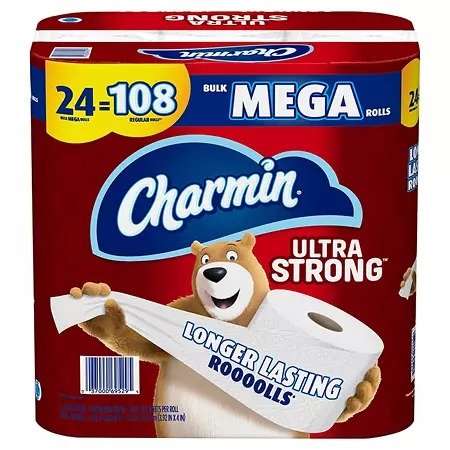 Charmin Ultra Strong Toilet Paper, 24 Bulk Mega Roll Bath Tissue, 308 Sheets Per Roll - Sam's Club