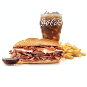 Two hamburgers for $6Arby's Brisket Bacon 'n Beef Dip Sandwich Releases