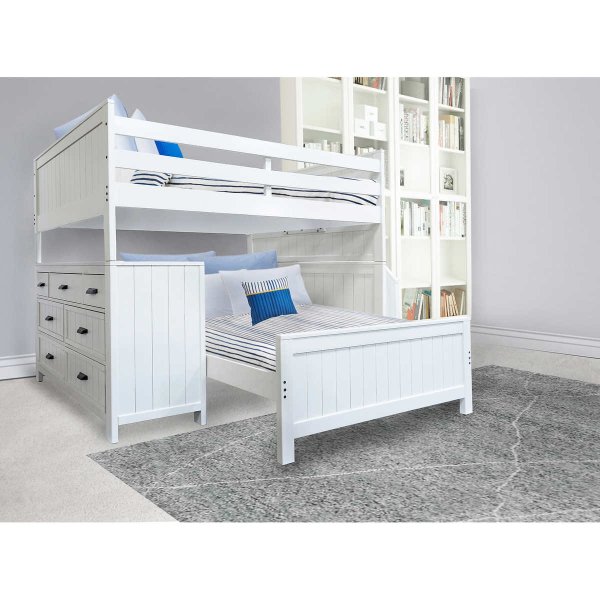 Kids Alex Full Over Full Loft Bunk Bed with 7-drawer Dresser