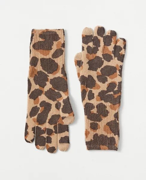 Leopard Print Cashmere Gloves | Ann Taylor