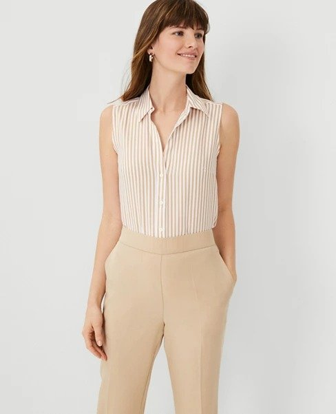 Stripe Sleeveless Essential Shirt | Ann Taylor
