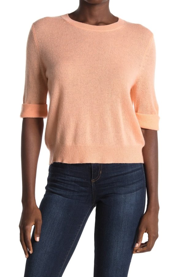 Moselle Elbow Sleeve Cashmere Sweater Top