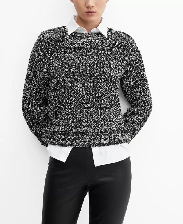 Women's Flecked Cotton-Blend Sweater