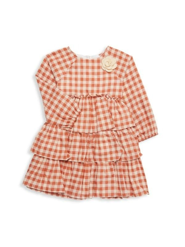 Little Girl's & Girl's Checked Tiered Dress
