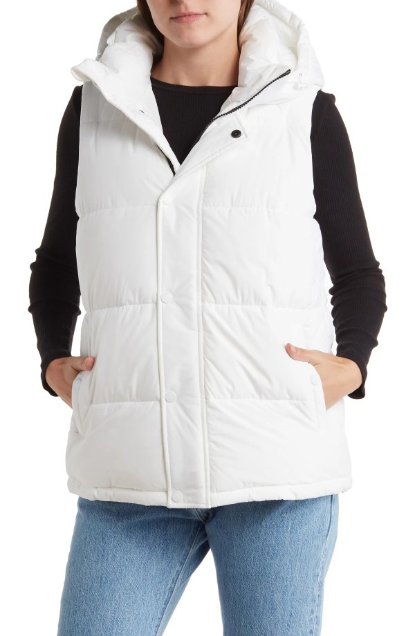 Hooded Water Resistant Puffer Vest