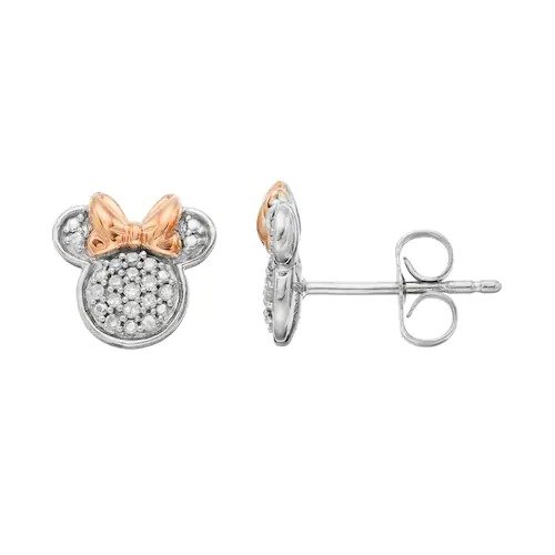 Disney's Minnie Mouse 1/10 Carat T.W. Diamond Stud Earrings by Timeless Sterling Silver