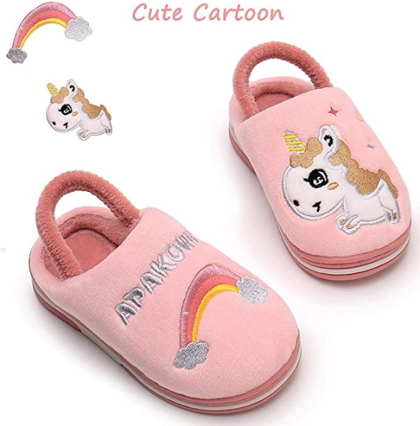 Kids Boys Girls Comfort Cute Animal Slippers Warm Non Slip Indoor Shoes